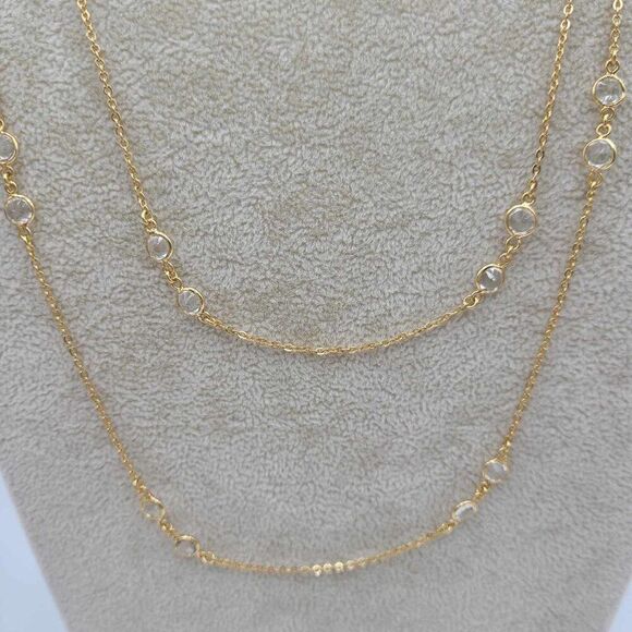 J Crew Gold Tone Chain with Bezel Set Crystals NWT!  NEW! - Picture 5 of 6